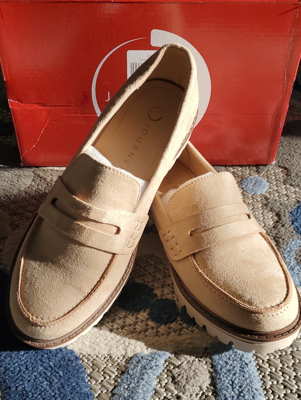 Journee Collection Beige Suede Women's Penny Loafers